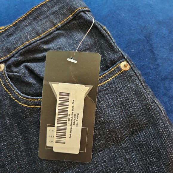 (NWT) Be-Girl Dark Blue Wash Denim A Line Skirt Size 3XL - Picture 2 of 8